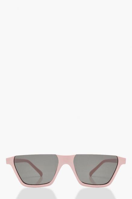 Светло-розовые солнцезащитные очки с половинчатой оправой и прямой верхней частью
